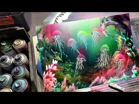 Colored Jellyfish by Spray Art Eden