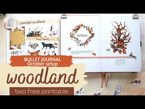 woodland theme | bullet journal October setup | two free printable | PLAN WITH ME | forest animals