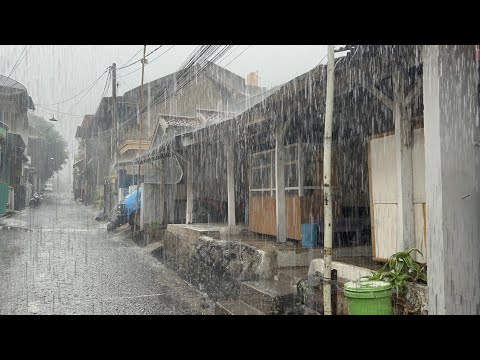 Super Heavy Rain in My Village | very strong and cool and fell asleep to the sound of heavy rain