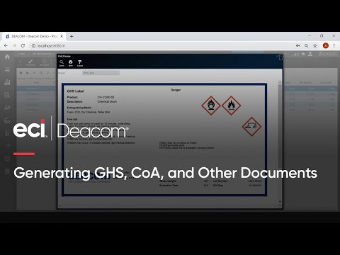 Generating GHS, CoA, and Other Documents with Deacom ERP Software