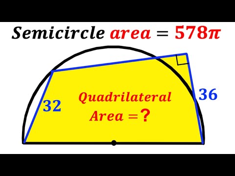 Can you find area of the Yellow Quadrilateral? | (Semicircle) | #math #maths | #geometry