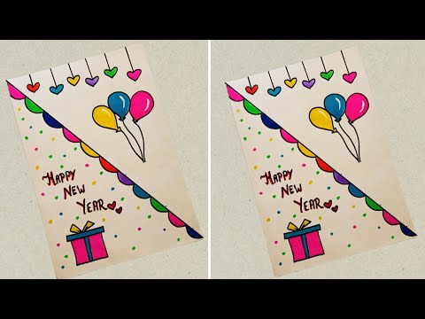 Easy & Beautiful White paper Happy New year greeting card|New year Card Making| New year card 2025