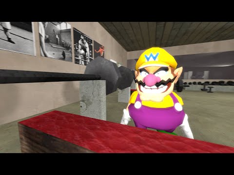 Wario dies by crushing himself under the weight of his own dumbbells while trying to exercise.mp4