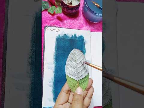 Leaf impression painting | Leaf art for beginners #shorts #short #art #satisfying #leafpainting