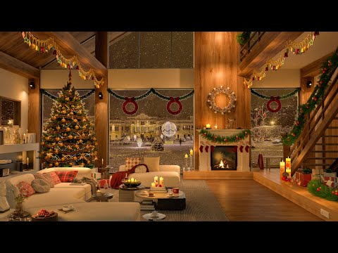 Snowy Jazz Hideaway – 4K Serene Loft Bedroom with Soft Winter Sounds and Scenic Snowfall ❄️🎵