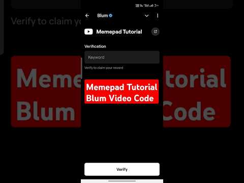 Memepad Tutorial Blum Video Code Today | Memepad Tutorial Blum Today Verification Keyword Today