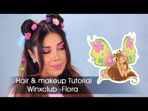 Hairstyle & makeup tutorial Winxclub -Flora Believix Hairtutorial (Pink makeup ) Cute hairstyle 4K