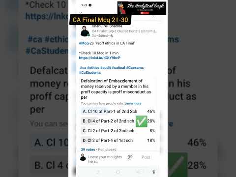 CA Final Audit Mcq 21-30| Conceptual Mcq | Proffesional Ethics #shorts #caexams #AuditMcq #Cafinal