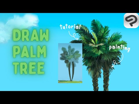 How to Draw Palm Tree like Ghibli Studio Anime Background - Clip Studio Paint Drawing Tutorial