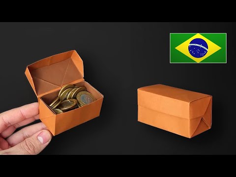 Origami de Baú do Tesouro | Cofrinho de Papel | Caixa com Tampa - Tutorial PT-BR