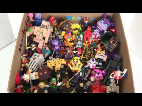 Box of Little Toys with Names Iron Golem Chica Freddy Mario Steve Mr. Hippo Roblox Figures