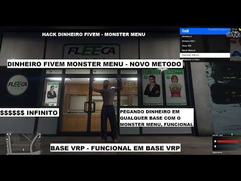 GTA RP FIVEM DINHEIRO INFINITO- NOVO METODO PEGAR DINHEIRO EM QUALQUER BASE COM MOD MONSTER  VRP ESX