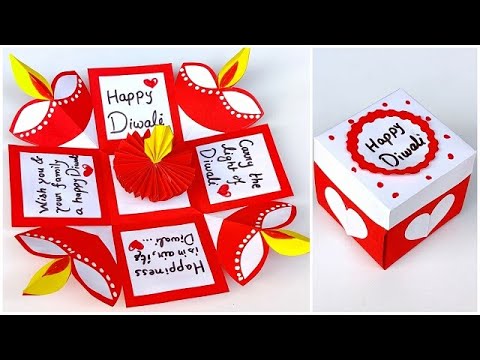 DIY Beautiful Diwali greeting card 2023 / Handmade diwali card making / Diwali Surprise gift box