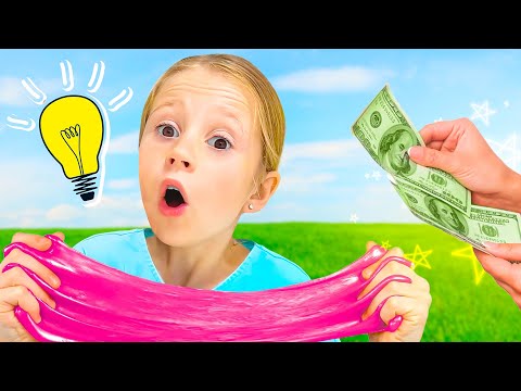 Nastya earns money by making a glowing slime and visiting an amusement park