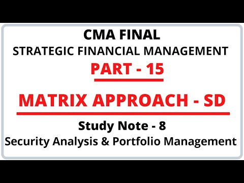 Matrix Approach - Standard Deviation | Risk Analysis | Portfolio Management | SFM | CMA Final |