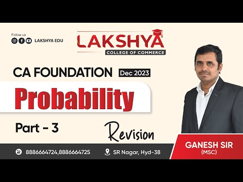 RAPID REVISION FOR STATISTICS (PROBABILITY PART 3)||CA FOUNDATION||BY U GANESH SIR M.Sc