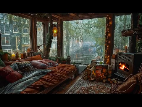 Cozy Rainy Corner: Boat House Retreat on a Canal with Fireplace and Rain Sound Outside