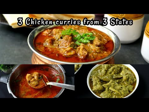 SPICY & TASTY 3 DIFFERENT STATES CHICKEN CURRY 😋😋Green chicken, Chettinad chicken & Andhra chicken