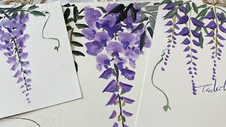 【藤の花の描き方】藤の字のアレンジなど初心者用　ほのぼの一筆画14