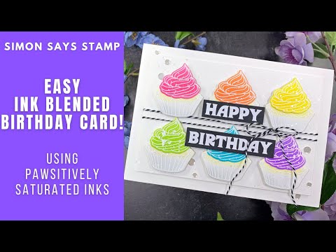 EASY Rainbow Cupcakes Birthday Card | Simon Says Stamp