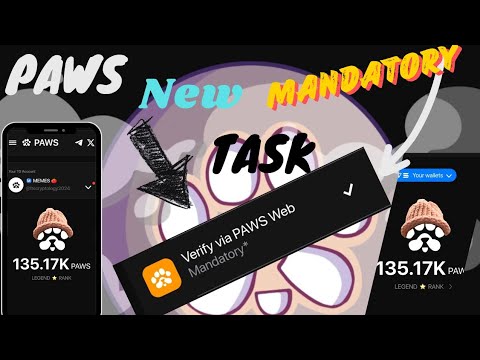 🔴Paws Airdrop New task Verify via paws web | Paws airdrop claim update | listing snapshot Withdrawal