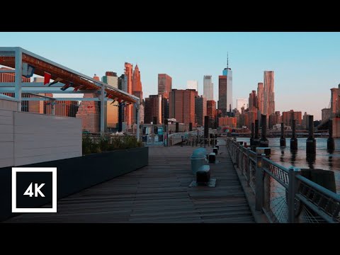 Morning Sunrise Walk in Brooklyn Heights, Brooklyn Bridge Park,  Manhattan View