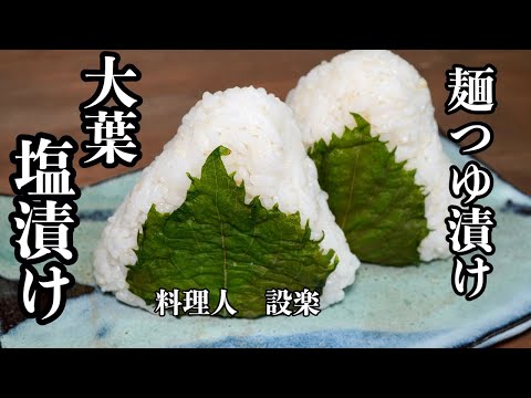 大量消費【大葉の塩漬け】と【大葉の麺つゆ漬け】の作り方　ワンランク上の大葉の塩漬けおにぎりも作ります