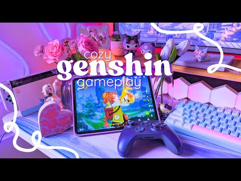 lovely genshin ambience~💕 playing genshin impact on a cozy day | exploring chenyu vale 🌬️🍃