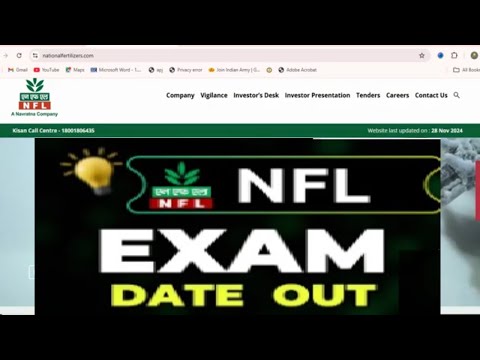 NFL recruitment 2024 exam date | NFL  non executive recruitment 2024 exam date | NFL  pharmacist job