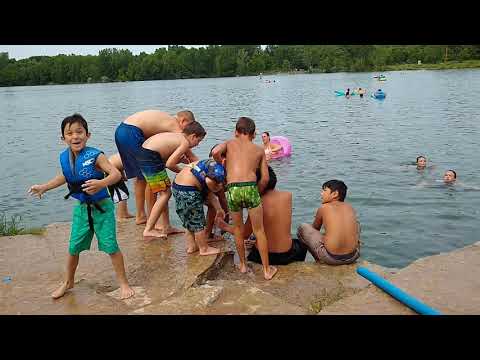 Kids playing at the quarry