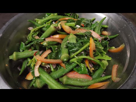 How To Cook Okra And Alugbati Salad