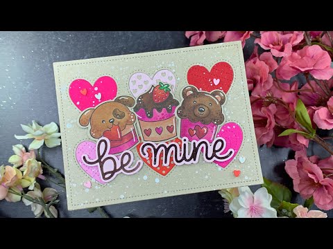 Be Mine Cupcakes Card | Pretty Pink Posh | AmyR 2024 Valentine's Card Series #6