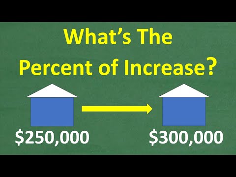 The value of a house goes from $250K to $300K. What was the percent of increase of the home?