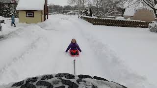 My Jeep Pulls Kids on Sleds in Deep Blizzard Snow!