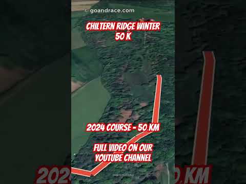 Chiltern Ridge Winter 50K (2024): fly over the 50 km course! Video of the race path.