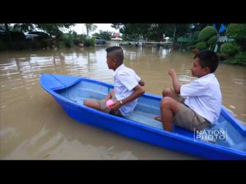 น้ำท่วมบางบาลอยุธยาอ่วม วัด-โรงเรียนจมน้ำ