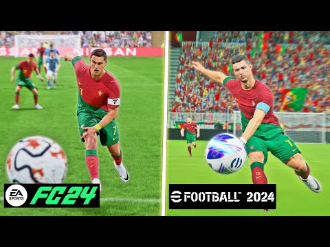 EA SPORTS FC 24 vs eFootball 2024 - Shooting Comparison | Long Shots, Trivela, Finesse Shots, Volley