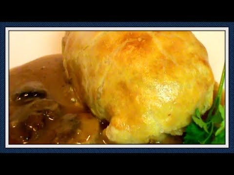 Chicken with Herbed Goat Cheese in Puff Pastry with Mushroom Gravy