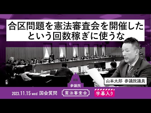 山本太郎【合区問題を憲法審査会を開催したという回数稼ぎに使うな】 2023.11.15 憲法審査会 字幕入りフル