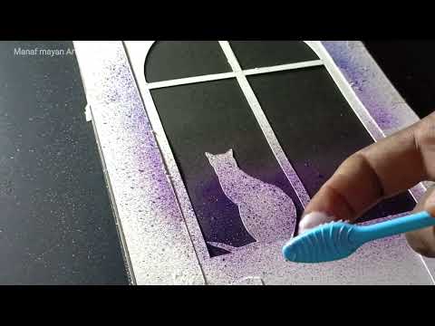 Dreaming Cat | Toothbrush & Water color Painting Techniques  @ManafmayanArts ​