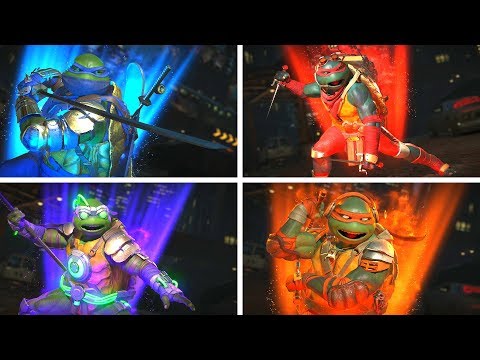 Injustice 2 - TMNT Vs TMNT (Ninja Turtles) All Intro Dialogue/All Clash Quotes, Super Moves