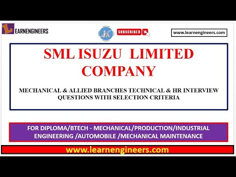 SML ISUZU LIMITED COMPANY TECHNICAL AND HR INTERVIEW QUESTIONS || ENGINEERING || DIPLOMA | B.TECH |