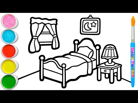 Please Try to Draw, Paint This Lovely Bedroom With Me 🛏 Coloring Pages for Kids #370