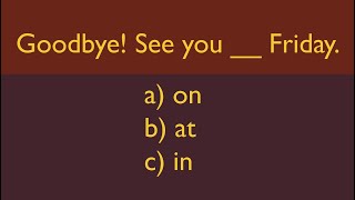 Prepositions at, in, on | Grammar test