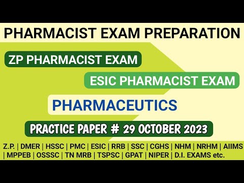 Pharmaceutics MCQS | Pharmacist exam preparation | ESIC Pharmacist exam preparation