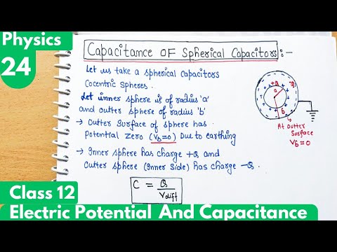 24) Capacitance of spherical Capacitor| Electrostatic Potential and Capacitance|Class12 Physics