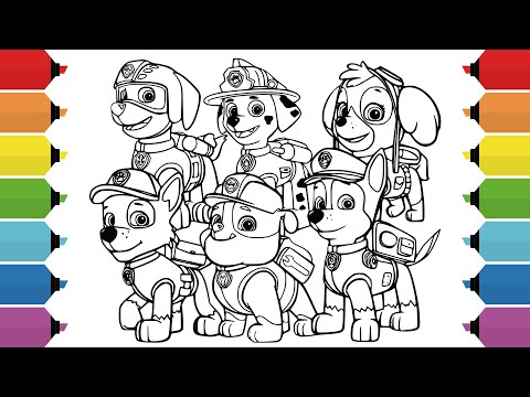 PAW PATROL Coloring Pages for Kids | Chase Marshall Rocky Skye Rubble Zuma