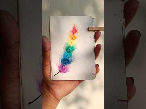 Rainbow 🌈 feather 🪶#oilpastel #easy#satisfying #easy#diytutorial