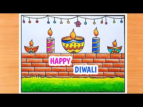 Happy Diwali drawing | Simple Diwali drawing | Diwali special easy and beautiful drawing