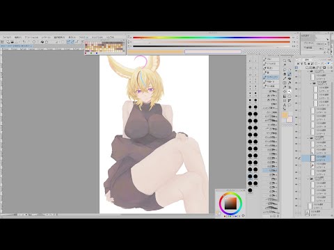 無言で作業垂れ流し【お絵かき/尾丸ポルカ】